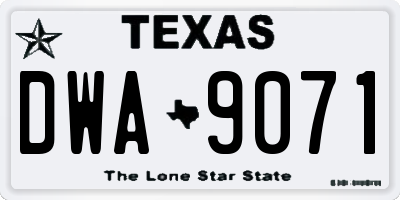 TX license plate DWA9071