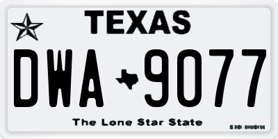 TX license plate DWA9077