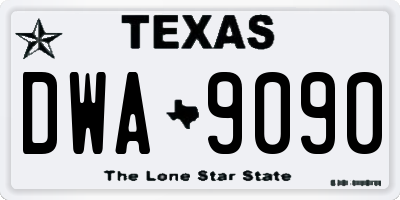 TX license plate DWA9090