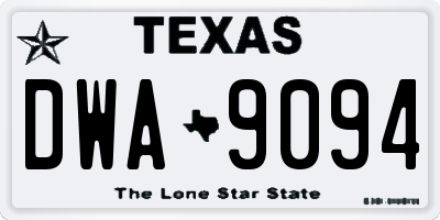 TX license plate DWA9094