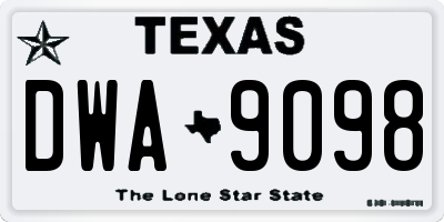 TX license plate DWA9098
