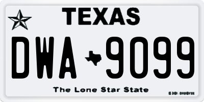 TX license plate DWA9099