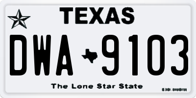 TX license plate DWA9103