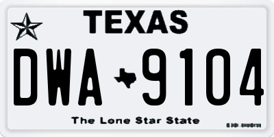 TX license plate DWA9104