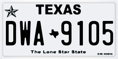 TX license plate DWA9105
