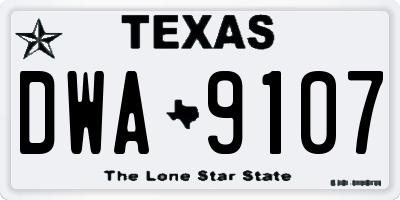 TX license plate DWA9107