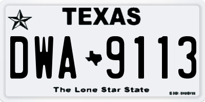 TX license plate DWA9113