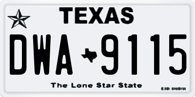 TX license plate DWA9115