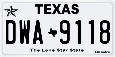 TX license plate DWA9118