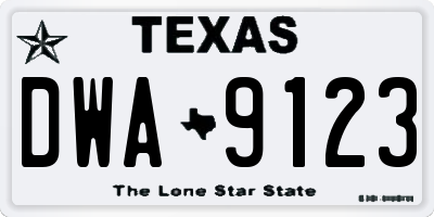 TX license plate DWA9123