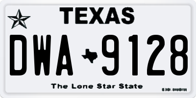TX license plate DWA9128