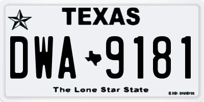 TX license plate DWA9181