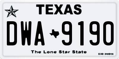 TX license plate DWA9190