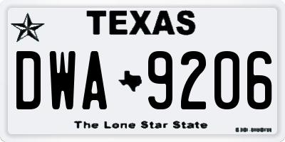 TX license plate DWA9206