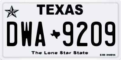 TX license plate DWA9209