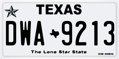 TX license plate DWA9213