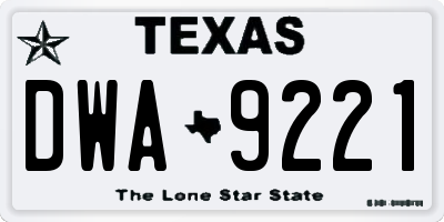 TX license plate DWA9221