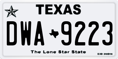 TX license plate DWA9223