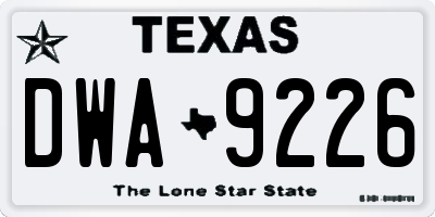 TX license plate DWA9226