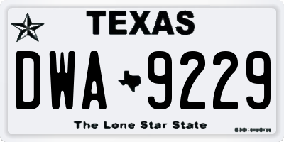 TX license plate DWA9229