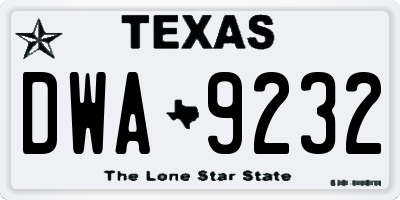 TX license plate DWA9232