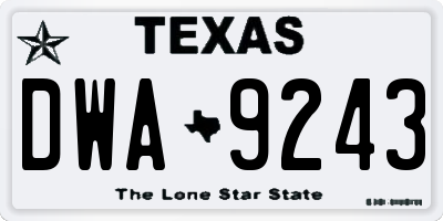 TX license plate DWA9243