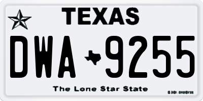 TX license plate DWA9255