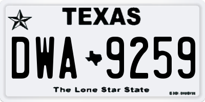 TX license plate DWA9259