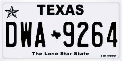 TX license plate DWA9264