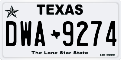 TX license plate DWA9274