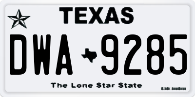 TX license plate DWA9285