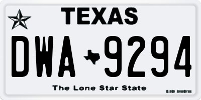 TX license plate DWA9294