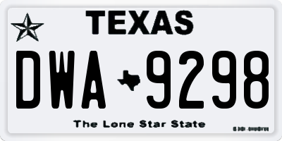TX license plate DWA9298