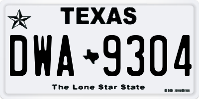 TX license plate DWA9304