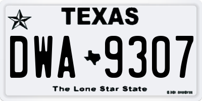 TX license plate DWA9307