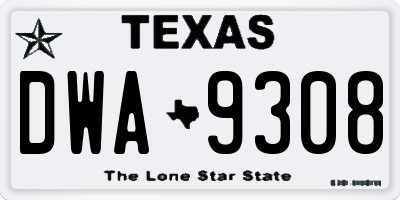 TX license plate DWA9308