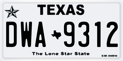 TX license plate DWA9312