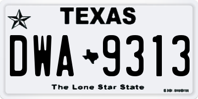 TX license plate DWA9313