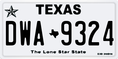 TX license plate DWA9324