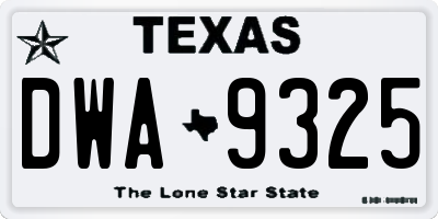 TX license plate DWA9325