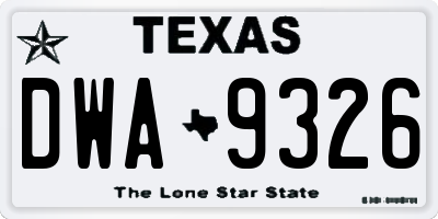 TX license plate DWA9326