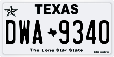 TX license plate DWA9340