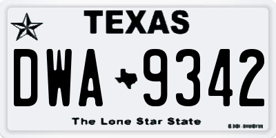 TX license plate DWA9342