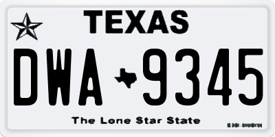 TX license plate DWA9345