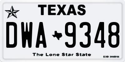 TX license plate DWA9348