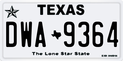 TX license plate DWA9364