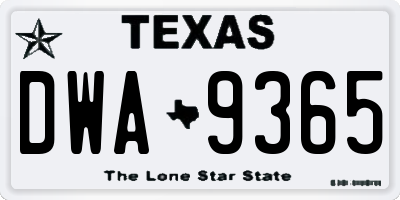 TX license plate DWA9365