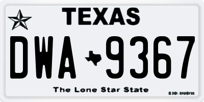 TX license plate DWA9367