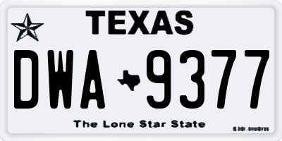 TX license plate DWA9377