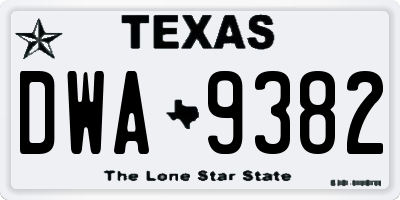 TX license plate DWA9382